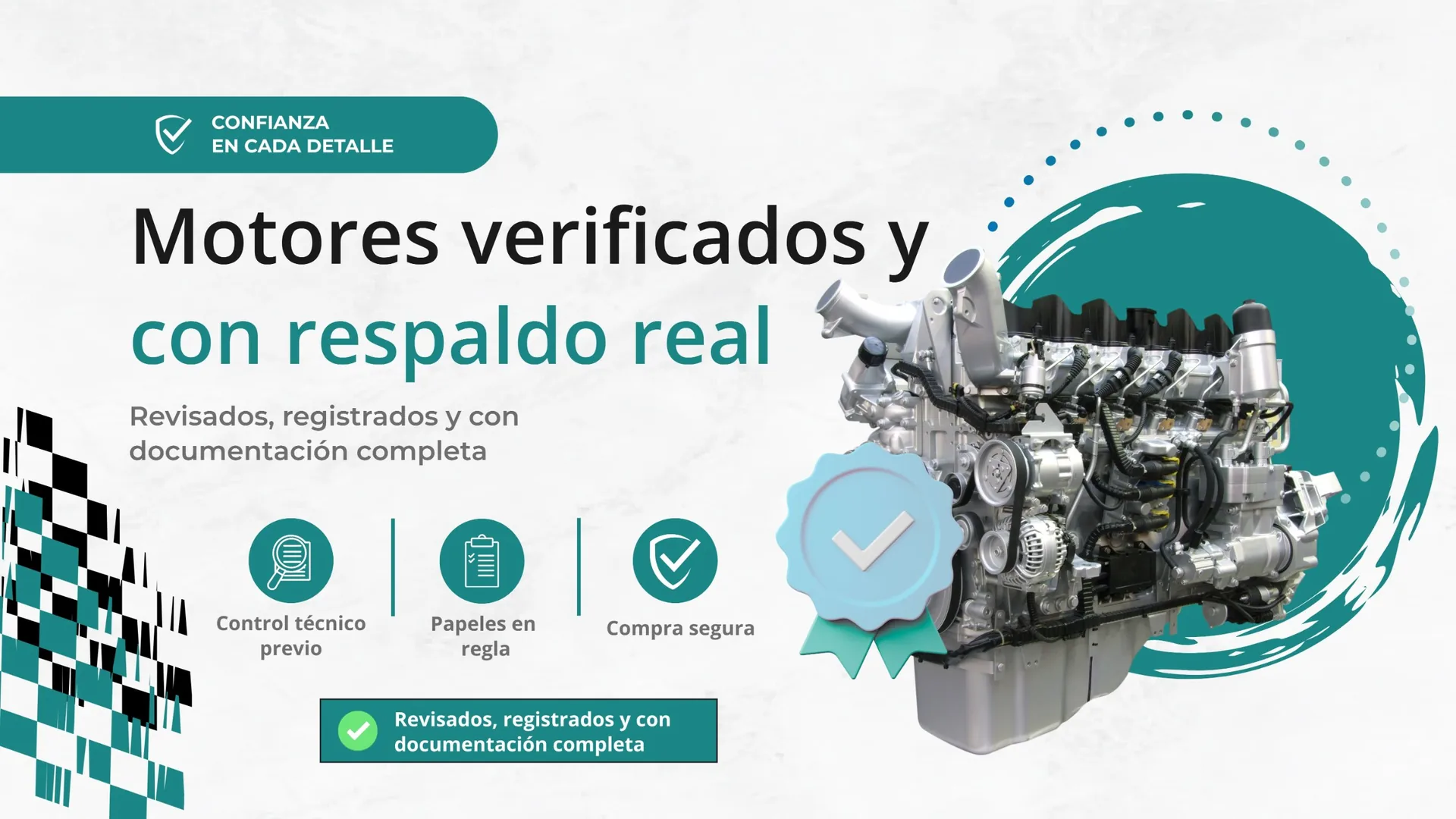 Motores verificados y con respaldo real. Revisados, registrados y con documentación completa: control técnico previo, papeles en regla y compra segura.